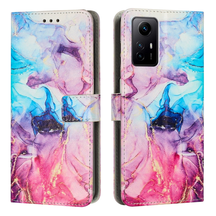 Painted Marble Pattern Leather Phone Case, For Redmi 12 4G / Redmi 12 5G / Note 12R, For Xiaomi Redmi Note 12 Turbo/Poco F5, For Xiaomi Redmi Note 12S 4G Global