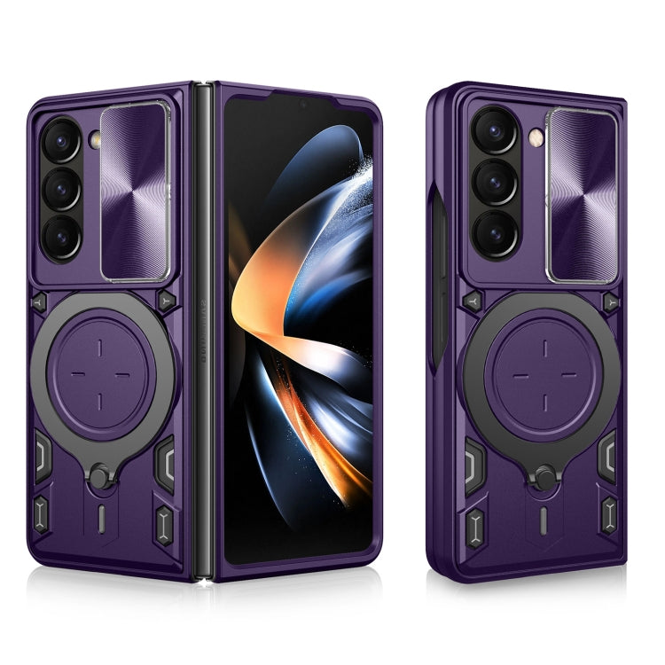 CD Texture Sliding Camshield Magnetic Holder Phone Case, For Galaxy Z Fold8 5G, For Samsung Galaxy Z Fold7, For Samsung Galaxy Z Fold5