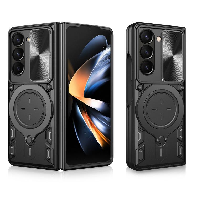 CD Texture Sliding Camshield Magnetic Holder Phone Case, For Galaxy Z Fold8 5G, For Samsung Galaxy Z Fold7, For Samsung Galaxy Z Fold5