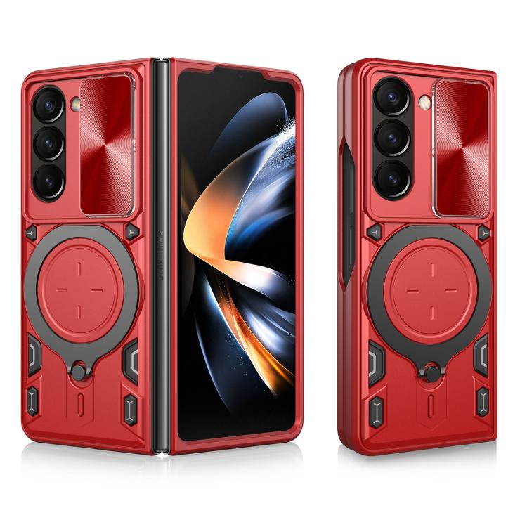 CD Texture Sliding Camshield Magnetic Holder Phone Case, For Galaxy Z Fold8 5G, For Samsung Galaxy Z Fold7, For Samsung Galaxy Z Fold5