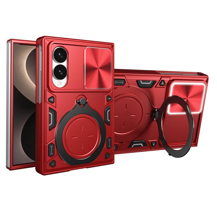 CD Texture Sliding Camshield Magnetic Holder Phone Case, For Galaxy Z Fold8 5G, For Samsung Galaxy Z Fold7, For Samsung Galaxy Z Fold5