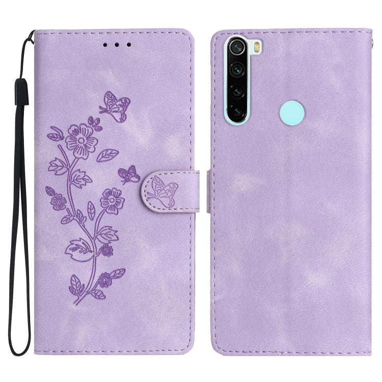 Flower Butterfly Embossing Pattern Leather Phone Case, For Xiaomi Redmi Note 8T