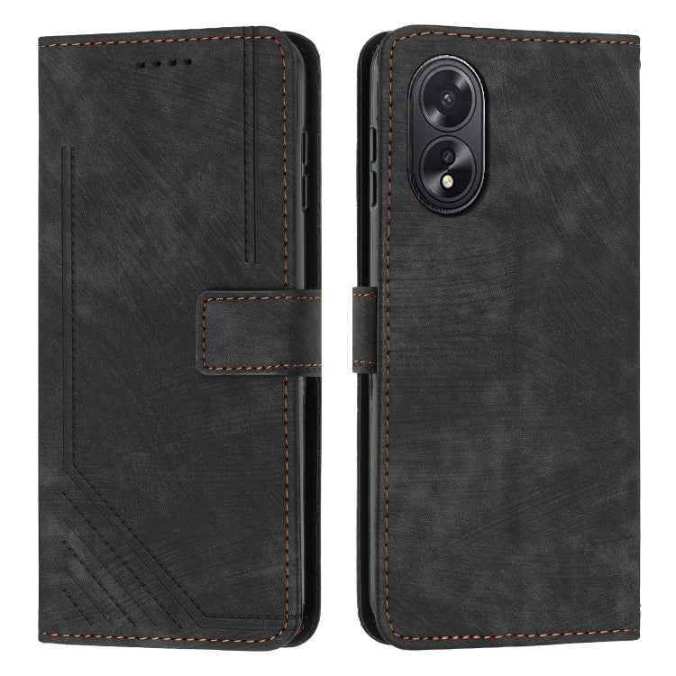 Skin Feel Stripe Pattern Leather Phone Case with Lanyard, For OPPO A6x 5G / A6 5G, For OPPO A60 4G, For OPPO A3 Pro, For OPPO Reno11 F, For OPPO A38, For OPPO A58 4G, For OPPO Reno10 5G/Reno10 Pro 5G Global, For OPPO A78 4G