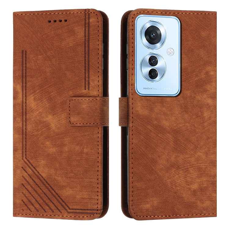 Skin Feel Stripe Pattern Leather Phone Case with Lanyard, For OPPO A6x 5G / A6 5G, For OPPO A60 4G, For OPPO A3 Pro, For OPPO Reno11 F, For OPPO A38, For OPPO A58 4G, For OPPO Reno10 5G/Reno10 Pro 5G Global, For OPPO A78 4G