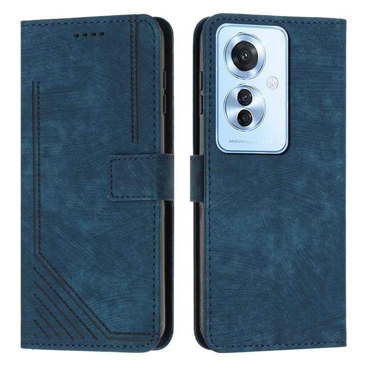 Skin Feel Stripe Pattern Leather Phone Case with Lanyard, For OPPO A6x 5G / A6 5G, For OPPO A60 4G, For OPPO A3 Pro, For OPPO Reno11 F, For OPPO A38, For OPPO A58 4G, For OPPO Reno10 5G/Reno10 Pro 5G Global, For OPPO A78 4G