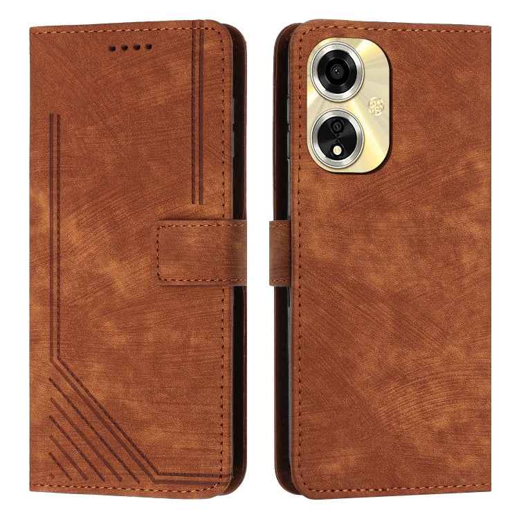 Skin Feel Stripe Pattern Leather Phone Case with Lanyard, For OPPO Reno10 Pro+, For OPPO A1 5G/A98/F23 5G, For OPPO A1 Pro/Reno8 T 5G Global, For OPPO A79 5G, For OPPO A59