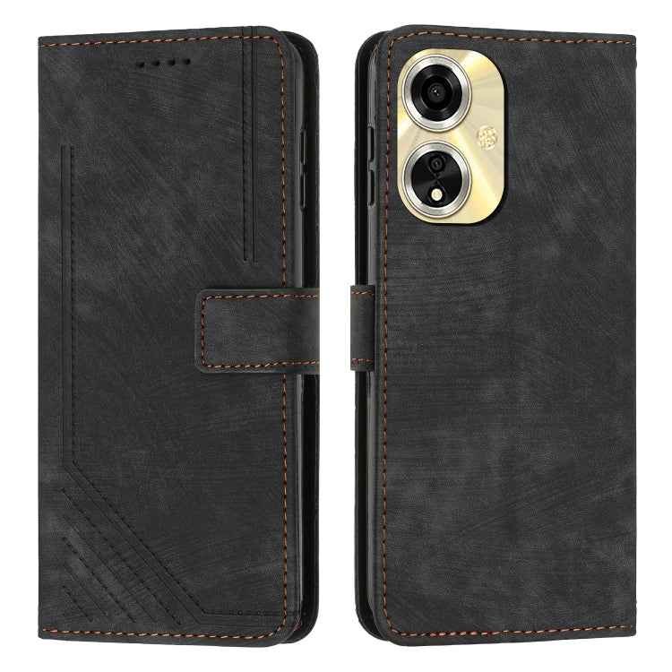 Skin Feel Stripe Pattern Leather Phone Case with Lanyard, For OPPO Reno10 Pro+, For OPPO A1 5G/A98/F23 5G, For OPPO A1 Pro/Reno8 T 5G Global, For OPPO A79 5G, For OPPO A59
