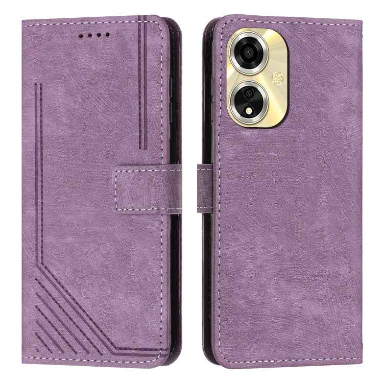 Skin Feel Stripe Pattern Leather Phone Case with Lanyard, For OPPO Reno10 Pro+, For OPPO A1 5G/A98/F23 5G, For OPPO A1 Pro/Reno8 T 5G Global, For OPPO A79 5G, For OPPO A59