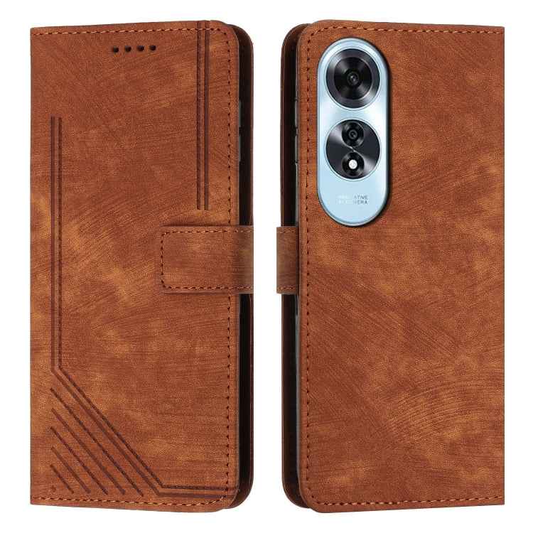 Skin Feel Stripe Pattern Leather Phone Case with Lanyard, For OPPO A6x 5G / A6 5G, For OPPO A60 4G, For OPPO A3 Pro, For OPPO Reno11 F, For OPPO A38, For OPPO A58 4G, For OPPO Reno10 5G/Reno10 Pro 5G Global, For OPPO A78 4G