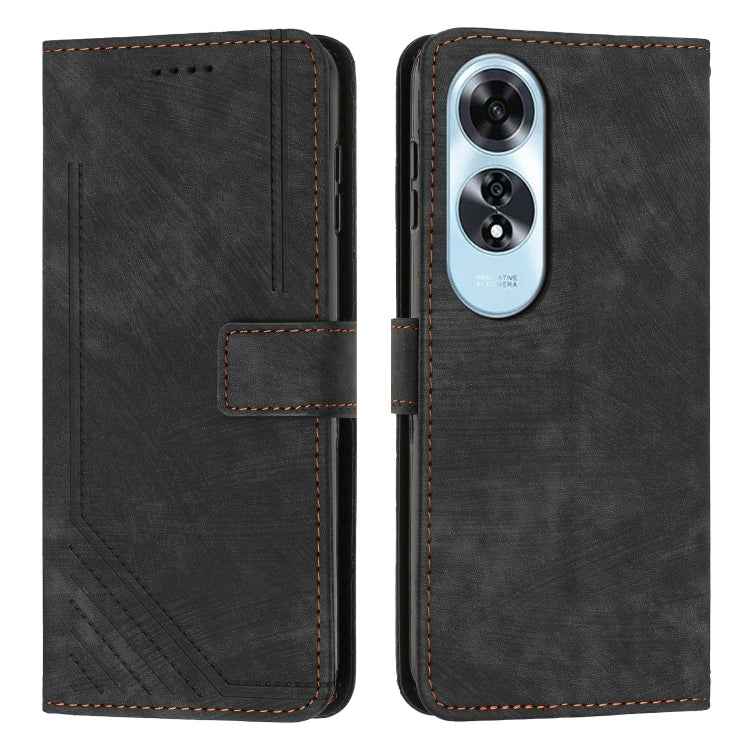 Skin Feel Stripe Pattern Leather Phone Case with Lanyard, For OPPO A6x 5G / A6 5G, For OPPO A60 4G, For OPPO A3 Pro, For OPPO Reno11 F, For OPPO A38, For OPPO A58 4G, For OPPO Reno10 5G/Reno10 Pro 5G Global, For OPPO A78 4G