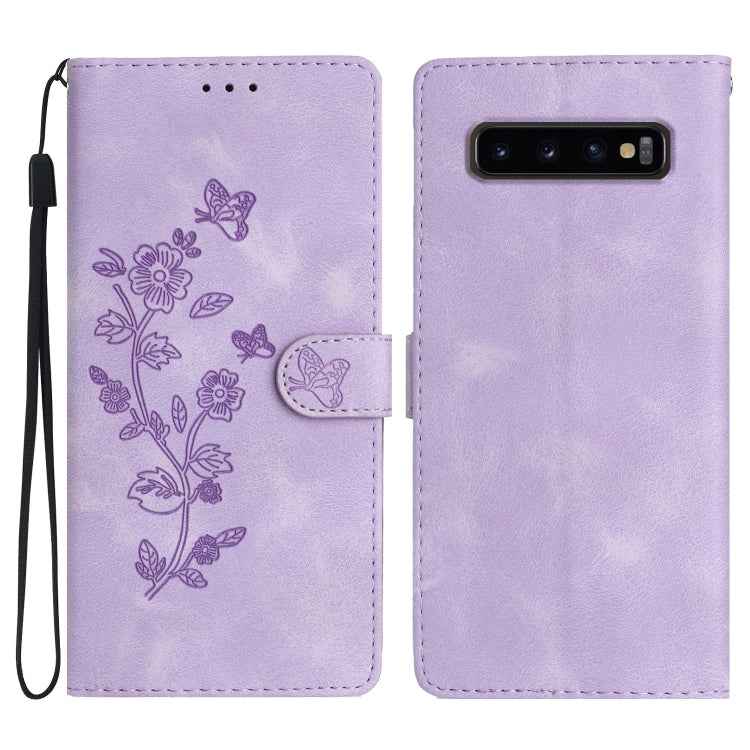 Flower Butterfly Embossing Pattern Leather Phone Case, For Samsung Galaxy A10 / M10, For Samsung Galaxy A20 / A30, For Samsung Galaxy A50, For Samsung Galaxy S10e, For Samsung Galaxy S10+, For Samsung Galaxy S10