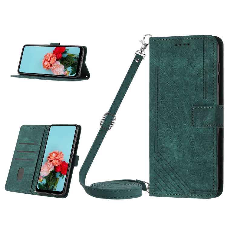 Skin Feel Stripe Pattern Leather Phone Case with Lanyard, For Realme C65 4G, For Realme 9i 5G/V20 5G/V30t/V30, For Realme C55