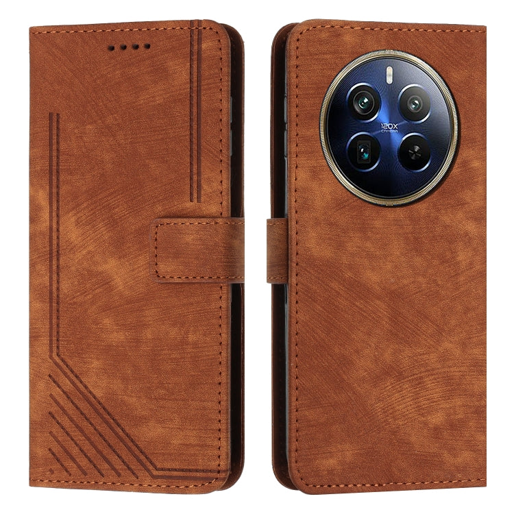 Skin Feel Stripe Pattern Leather Phone Case with Lanyard, For Realme 12, For Realme 12+, For Realme 12 Pro+, For Realme 11 4G Global, For Realme 11 5G Global/11x, For Realme C53/Narzo N53, For Realme 11, For Realme 11 Pro/11 Pro+