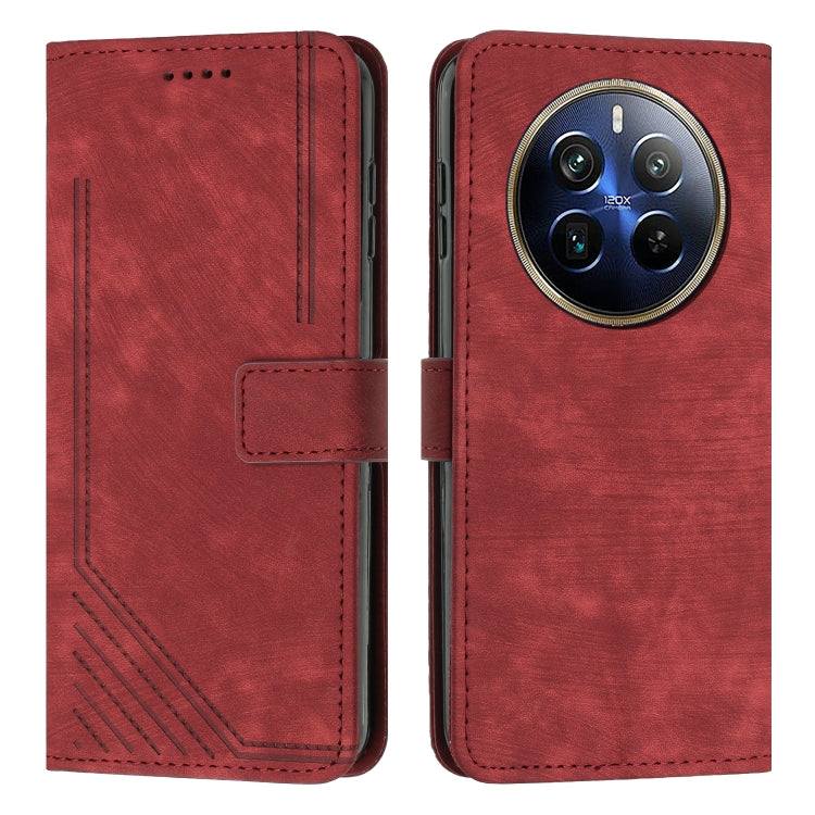 Skin Feel Stripe Pattern Leather Phone Case with Lanyard, For Realme 12, For Realme 12+, For Realme 12 Pro+, For Realme 11 4G Global, For Realme 11 5G Global/11x, For Realme C53/Narzo N53, For Realme 11, For Realme 11 Pro/11 Pro+