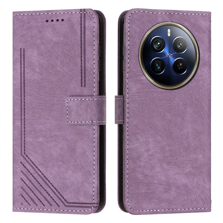 Skin Feel Stripe Pattern Leather Phone Case with Lanyard, For Realme 12, For Realme 12+, For Realme 12 Pro+, For Realme 11 4G Global, For Realme 11 5G Global/11x, For Realme C53/Narzo N53, For Realme 11, For Realme 11 Pro/11 Pro+