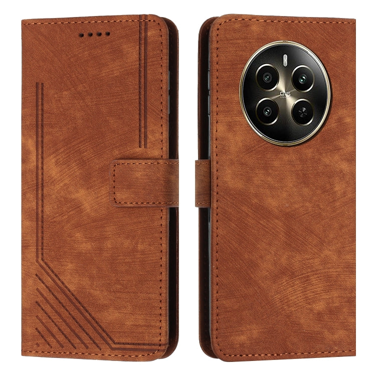 Skin Feel Stripe Pattern Leather Phone Case with Lanyard, For Realme 12, For Realme 12+, For Realme 12 Pro+, For Realme 11 4G Global, For Realme 11 5G Global/11x, For Realme C53/Narzo N53, For Realme 11, For Realme 11 Pro/11 Pro+