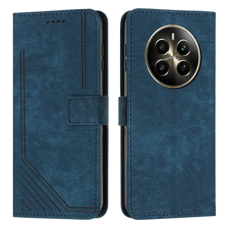 Skin Feel Stripe Pattern Leather Phone Case with Lanyard, For Realme 12, For Realme 12+, For Realme 12 Pro+, For Realme 11 4G Global, For Realme 11 5G Global/11x, For Realme C53/Narzo N53, For Realme 11, For Realme 11 Pro/11 Pro+