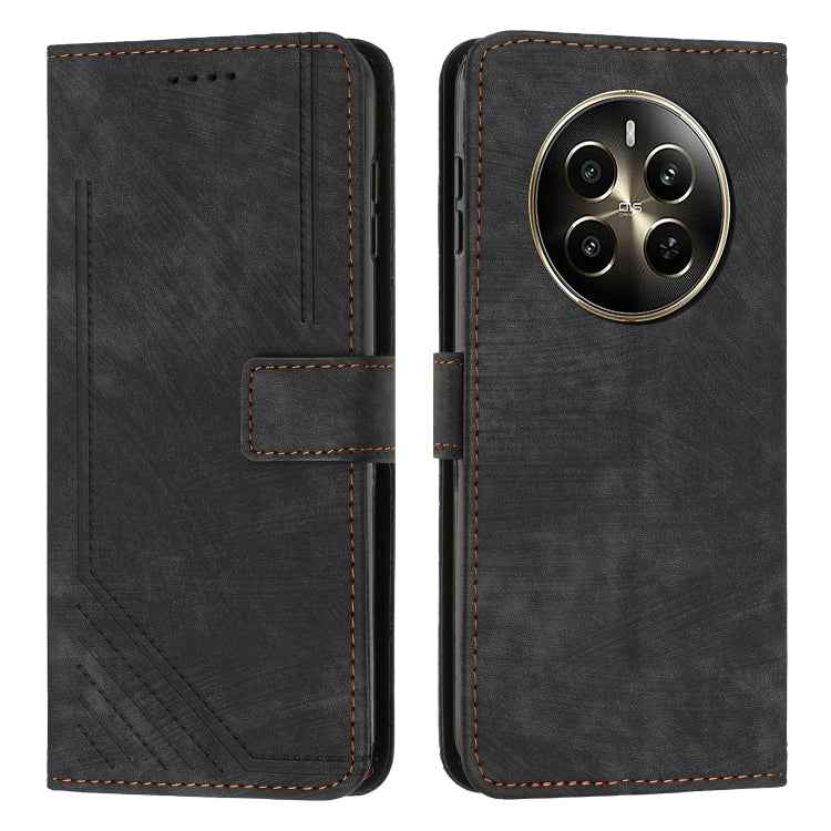 Skin Feel Stripe Pattern Leather Phone Case with Lanyard, For Realme C63, For Realme 12, For Realme 12+, For Realme 12 Pro+, For Realme 11 4G Global, For Realme 11 5G Global/11x, For Realme C53/Narzo N53, For Realme 11