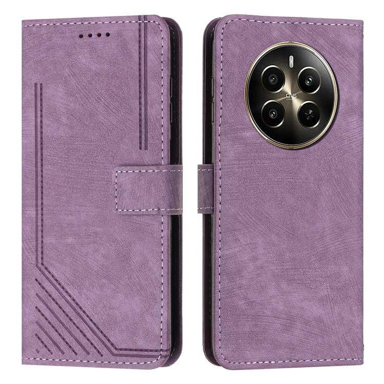 Skin Feel Stripe Pattern Leather Phone Case with Lanyard, For Realme 12, For Realme 12+, For Realme 12 Pro+, For Realme 11 4G Global, For Realme 11 5G Global/11x, For Realme C53/Narzo N53, For Realme 11, For Realme 11 Pro/11 Pro+