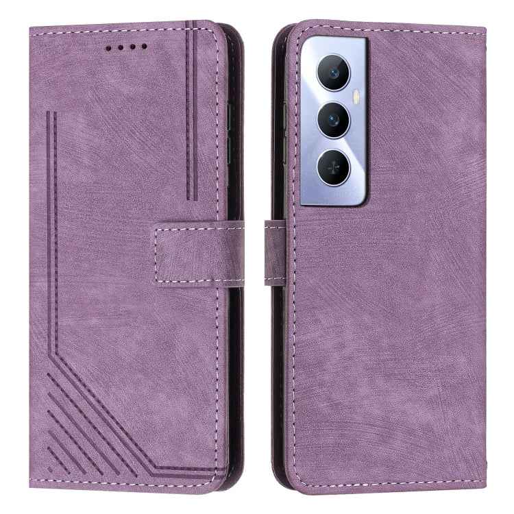 Skin Feel Stripe Pattern Leather Phone Case with Lanyard, For Realme 11 Pro/11 Pro+, For Realme C65 4G, For Realme 9i 5G/V20 5G/V30t/V30, For Realme C55
