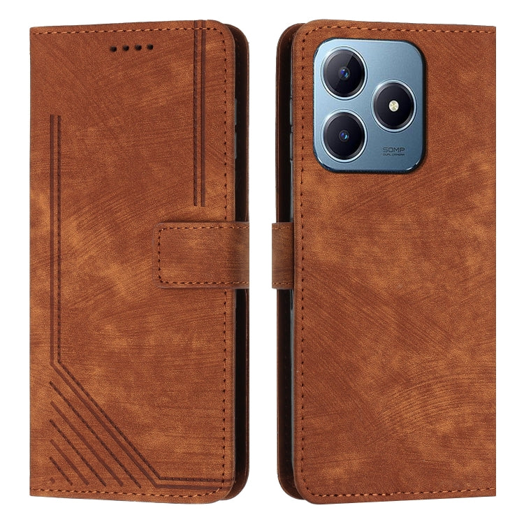 Skin Feel Stripe Pattern Leather Phone Case with Lanyard, For Realme Narzo 80 Lite 4G, For Realme 15 / 15 Pro, For Realme C71 4G, For Realme 14 / P3 5G / 14T 5G, For Realme 14 Pro+, For Realme 14 Pro, For Realme C75 / V60 Pro, For Realme C63