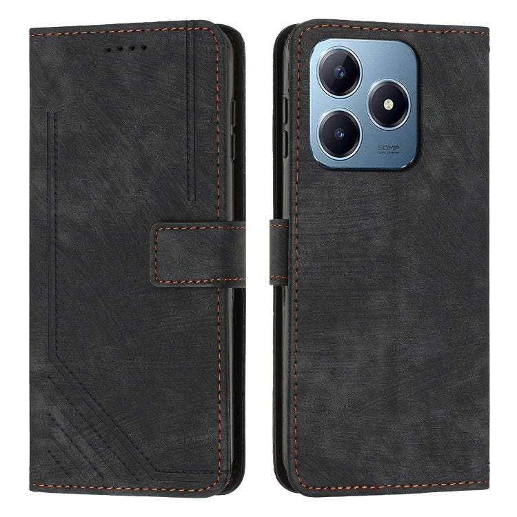 Skin Feel Stripe Pattern Leather Phone Case with Lanyard, For Realme Narzo 80 Lite 4G, For Realme 15 / 15 Pro, For Realme C71 4G, For Realme 14 / P3 5G / 14T 5G, For Realme 14 Pro+, For Realme 14 Pro, For Realme C75 / V60 Pro, For Realme C63