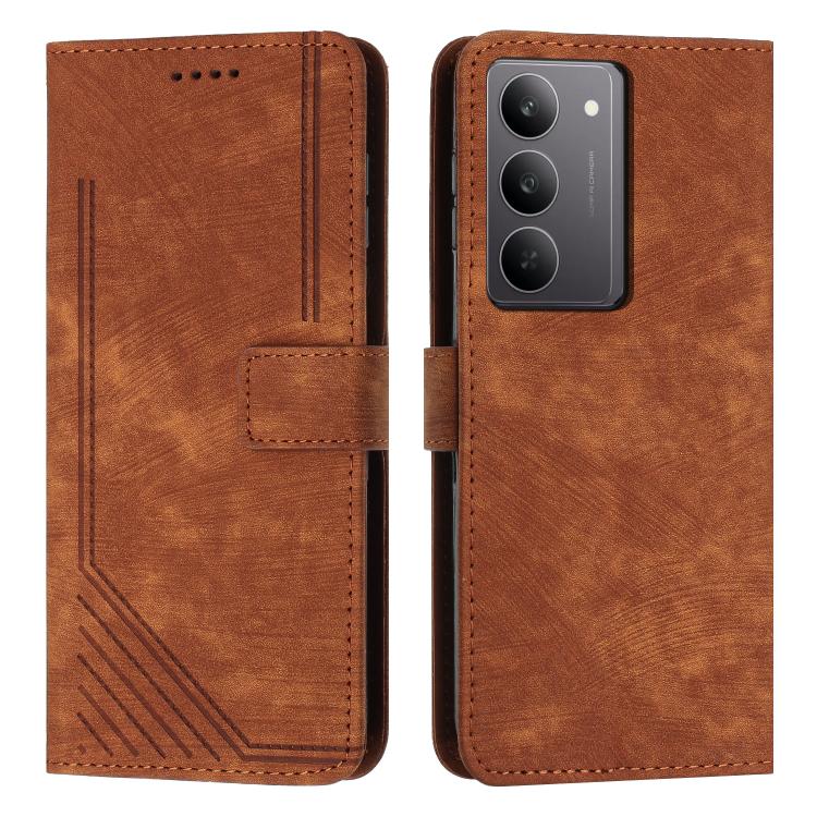 Skin Feel Stripe Pattern Leather Phone Case with Lanyard, For Realme Narzo 80 Lite 4G, For Realme 15 / 15 Pro, For Realme C71 4G, For Realme 14 / P3 5G / 14T 5G, For Realme 14 Pro+, For Realme 14 Pro, For Realme C75 / V60 Pro, For Realme C63