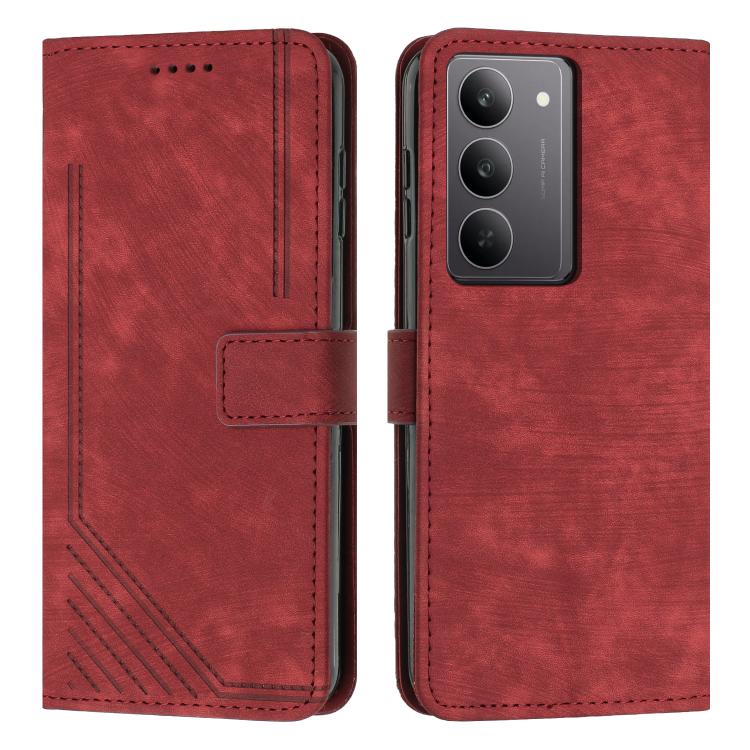 Skin Feel Stripe Pattern Leather Phone Case with Lanyard, For Realme 15T 5G, For Realme Narzo 80 Lite 4G, For Realme 15 / 15 Pro, For Realme C71 4G, For Realme 14 / P3 5G / 14T 5G, For Realme 14 Pro+, For Realme 14 Pro, For Realme C75 / V60 Pro