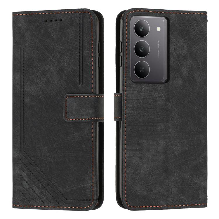 Skin Feel Stripe Pattern Leather Phone Case with Lanyard, For Realme Narzo 80 Lite 4G, For Realme 15 / 15 Pro, For Realme C71 4G, For Realme 14 / P3 5G / 14T 5G, For Realme 14 Pro+, For Realme 14 Pro, For Realme C75 / V60 Pro, For Realme C63