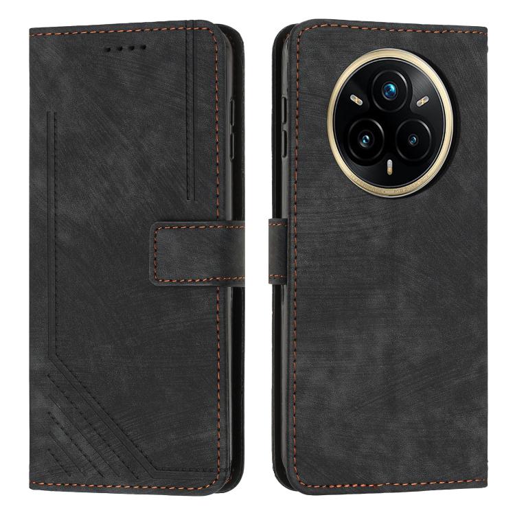 Skin Feel Stripe Pattern Leather Phone Case with Lanyard, For Realme Narzo 80 Lite 4G, For Realme 15 / 15 Pro, For Realme C71 4G, For Realme 14 / P3 5G / 14T 5G, For Realme 14 Pro+, For Realme 14 Pro, For Realme C75 / V60 Pro, For Realme C63