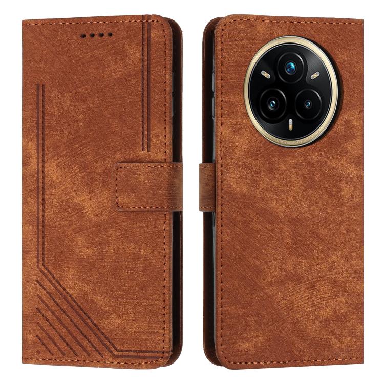 Skin Feel Stripe Pattern Leather Phone Case with Lanyard, For Realme Narzo 80 Lite 4G, For Realme 15 / 15 Pro, For Realme C71 4G, For Realme 14 / P3 5G / 14T 5G, For Realme 14 Pro+, For Realme 14 Pro, For Realme C75 / V60 Pro, For Realme C63