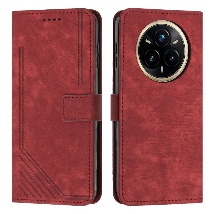 Skin Feel Stripe Pattern Leather Phone Case with Lanyard, For Realme Narzo 80 Lite 4G, For Realme 15 / 15 Pro, For Realme C71 4G, For Realme 14 / P3 5G / 14T 5G, For Realme 14 Pro+, For Realme 14 Pro, For Realme C75 / V60 Pro, For Realme C63