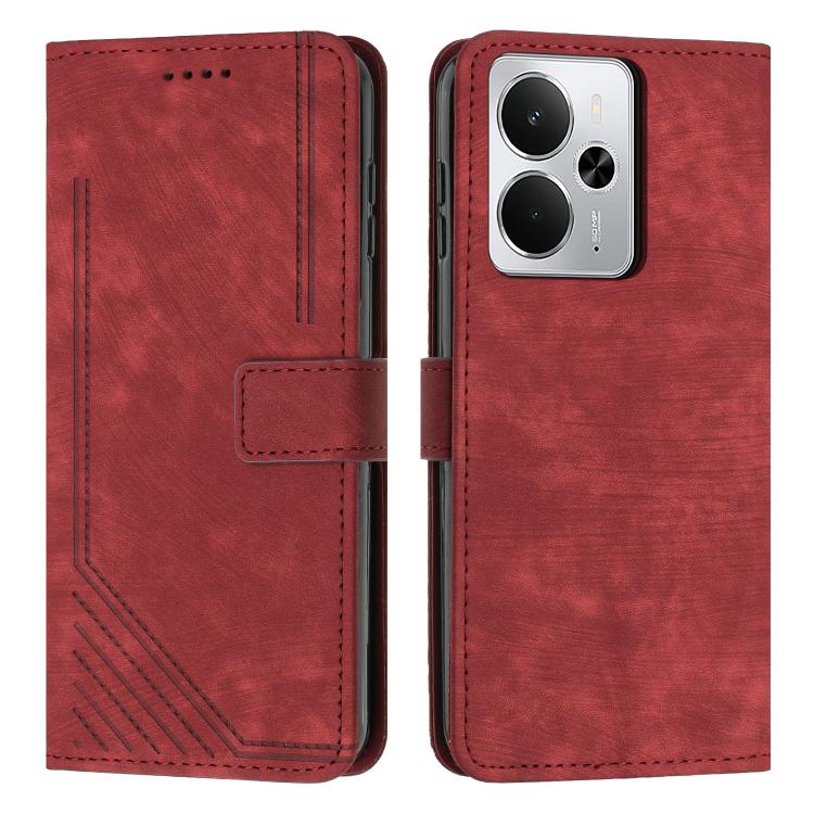Skin Feel Stripe Pattern Leather Phone Case with Lanyard, For Realme 15T 5G, For Realme Narzo 80 Lite 4G, For Realme 15 / 15 Pro, For Realme C71 4G, For Realme 14 / P3 5G / 14T 5G, For Realme 14 Pro+, For Realme 14 Pro, For Realme C75 / V60 Pro