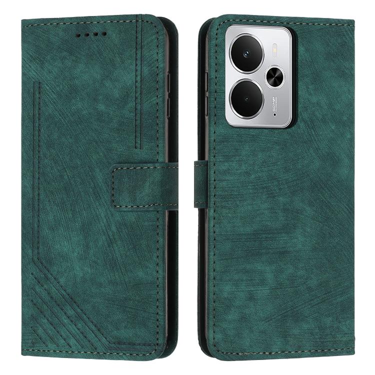 Skin Feel Stripe Pattern Leather Phone Case with Lanyard, For Realme Narzo 80 Lite 4G, For Realme 15 / 15 Pro, For Realme C71 4G, For Realme 14 / P3 5G / 14T 5G, For Realme 14 Pro+, For Realme 14 Pro, For Realme C75 / V60 Pro, For Realme C63