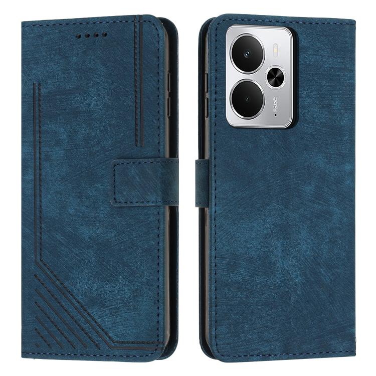 Skin Feel Stripe Pattern Leather Phone Case with Lanyard, For Realme Narzo 80 Lite 4G, For Realme 15 / 15 Pro, For Realme C71 4G, For Realme 14 / P3 5G / 14T 5G, For Realme 14 Pro+, For Realme 14 Pro, For Realme C75 / V60 Pro, For Realme C63