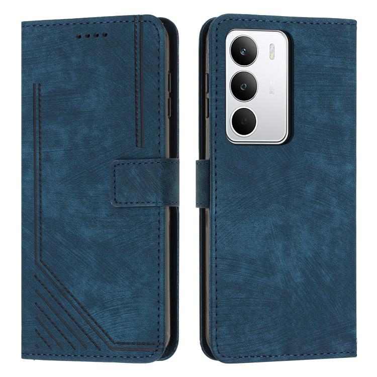 Skin Feel Stripe Pattern Leather Phone Case with Lanyard, For Realme Narzo 80 Lite 4G, For Realme 15 / 15 Pro, For Realme C71 4G, For Realme 14 / P3 5G / 14T 5G, For Realme 14 Pro+, For Realme 14 Pro, For Realme C75 / V60 Pro, For Realme C63