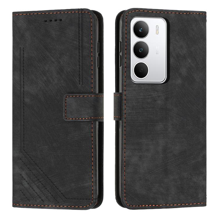 Skin Feel Stripe Pattern Leather Phone Case with Lanyard, For Realme Narzo 80 Lite 4G, For Realme 15 / 15 Pro, For Realme C71 4G, For Realme 14 / P3 5G / 14T 5G, For Realme 14 Pro+, For Realme 14 Pro, For Realme C75 / V60 Pro, For Realme C63
