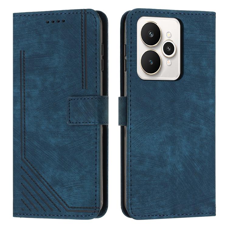 Skin Feel Stripe Pattern Leather Phone Case with Lanyard, For Realme Narzo 80 Lite 4G, For Realme 15 / 15 Pro, For Realme C71 4G, For Realme 14 / P3 5G / 14T 5G, For Realme 14 Pro+, For Realme 14 Pro, For Realme C75 / V60 Pro, For Realme C63