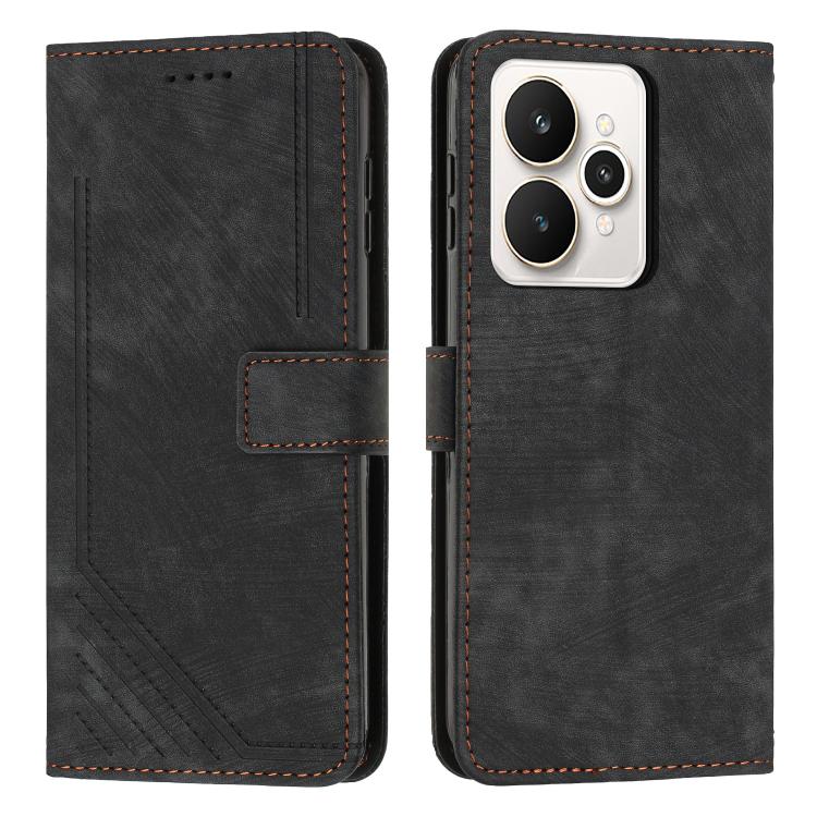 Skin Feel Stripe Pattern Leather Phone Case with Lanyard, For Realme Narzo 80 Lite 4G, For Realme 15 / 15 Pro, For Realme C71 4G, For Realme 14 / P3 5G / 14T 5G, For Realme 14 Pro+, For Realme 14 Pro, For Realme C75 / V60 Pro, For Realme C63