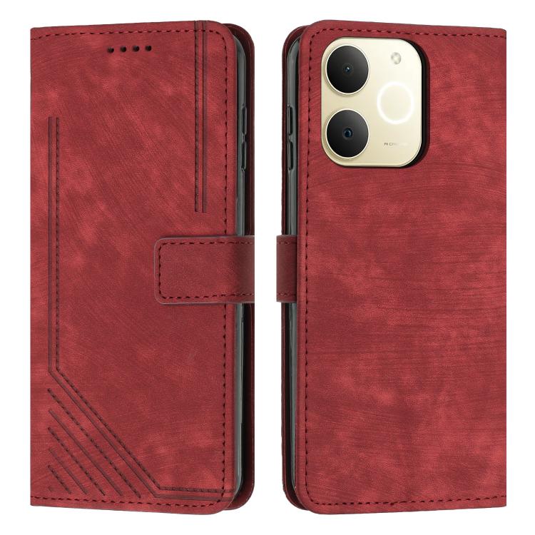 Skin Feel Stripe Pattern Leather Phone Case with Lanyard, For Realme Narzo 80 Lite 4G, For Realme 15 / 15 Pro, For Realme C71 4G, For Realme 14 / P3 5G / 14T 5G, For Realme 14 Pro+, For Realme 14 Pro, For Realme C75 / V60 Pro, For Realme C63