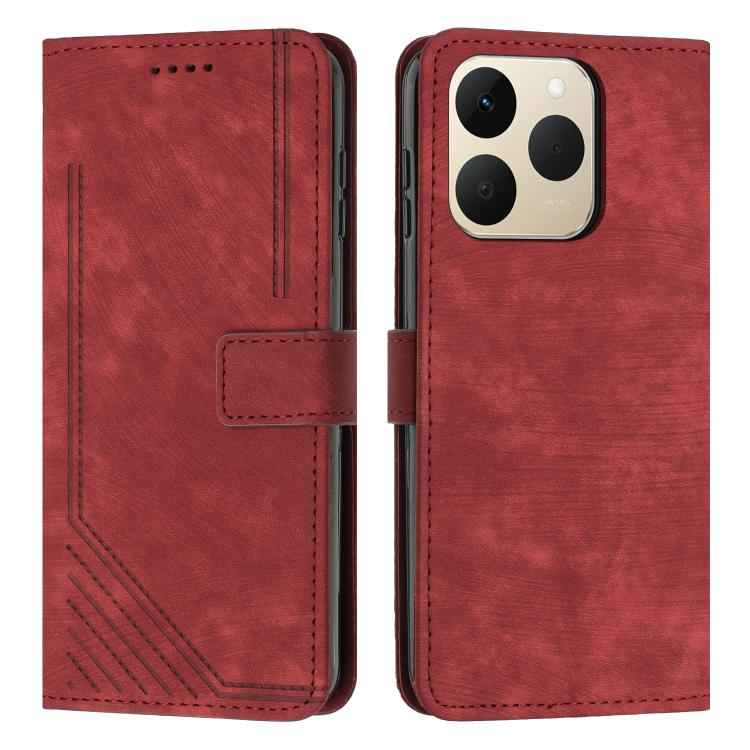 Skin Feel Stripe Pattern Leather Phone Case with Lanyard, For Realme 15T 5G, For Realme Narzo 80 Lite 4G, For Realme 15 / 15 Pro, For Realme C71 4G, For Realme 14 / P3 5G / 14T 5G, For Realme 14 Pro+, For Realme 14 Pro, For Realme C75 / V60 Pro
