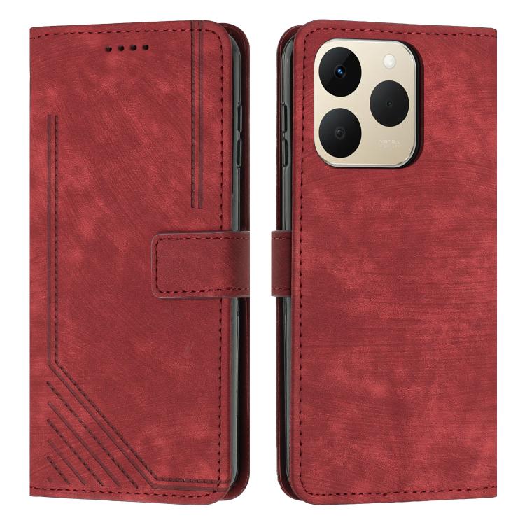 Skin Feel Stripe Pattern Leather Phone Case with Lanyard, For Realme 16T 5G, For Realme P4 Power 5G, For Realme 16 5G, For Realme 16 Pro+ 5G, For Realme 16 Pro 5G, For Realme C85 5G / 15x 5G India, For Realme C85 Pro 4G, For Realme 15T 5G