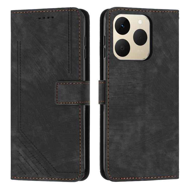 Skin Feel Stripe Pattern Leather Phone Case with Lanyard, For Realme 15T 5G, For Realme Narzo 80 Lite 4G, For Realme 15 / 15 Pro, For Realme C71 4G, For Realme 14 / P3 5G / 14T 5G, For Realme 14 Pro+, For Realme 14 Pro, For Realme C75 / V60 Pro