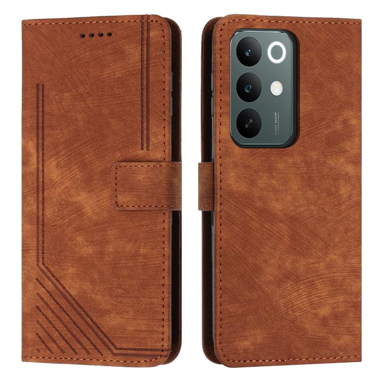 Skin Feel Stripe Pattern Leather Phone Case with Lanyard, For Realme 16T 5G, For Realme P4 Power 5G, For Realme 16 5G, For Realme 16 Pro+ 5G, For Realme 16 Pro 5G, For Realme C85 5G / 15x 5G India, For Realme C85 Pro 4G, For Realme 15T 5G