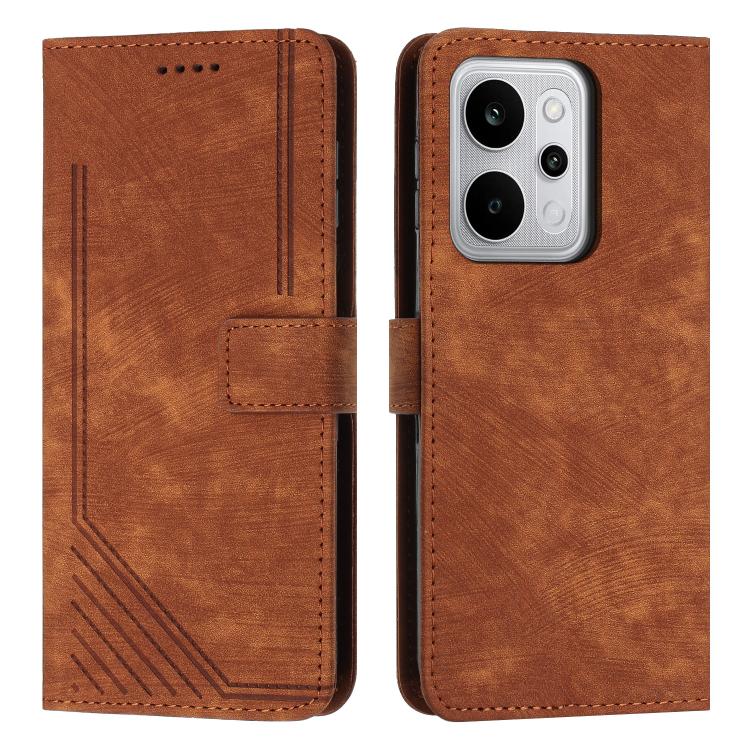 Skin Feel Stripe Pattern Leather Phone Case with Lanyard, For Realme 16T 5G, For Realme P4 Power 5G, For Realme 16 5G, For Realme 16 Pro+ 5G, For Realme 16 Pro 5G, For Realme C85 5G / 15x 5G India, For Realme C85 Pro 4G, For Realme 15T 5G