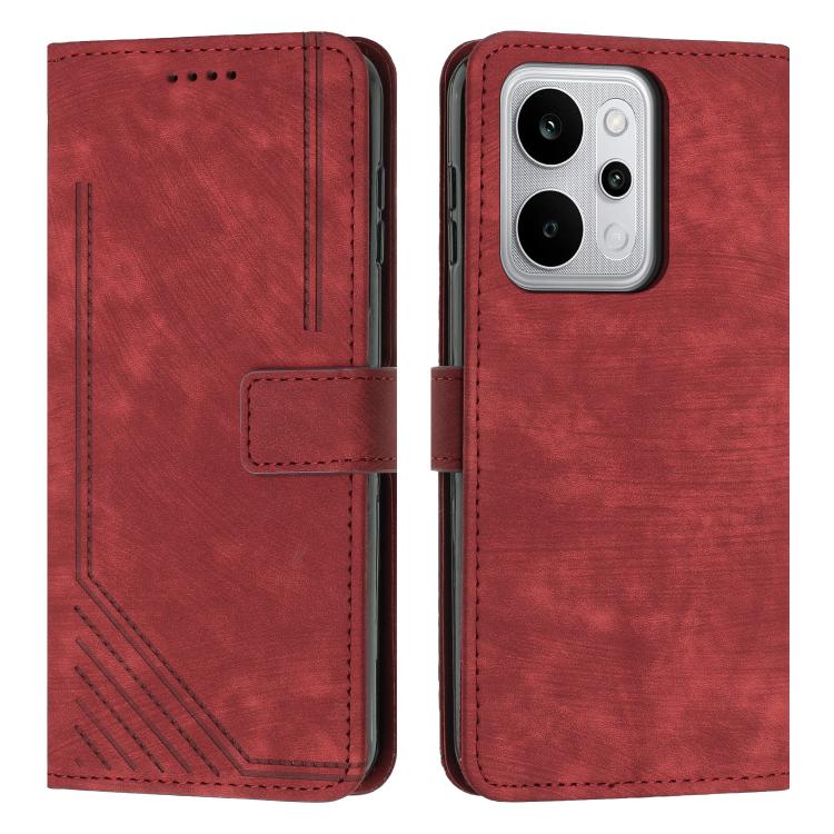 Skin Feel Stripe Pattern Leather Phone Case with Lanyard, For Realme 16T 5G, For Realme P4 Power 5G, For Realme 16 5G, For Realme 16 Pro+ 5G, For Realme 16 Pro 5G, For Realme C85 5G / 15x 5G India, For Realme C85 Pro 4G, For Realme 15T 5G