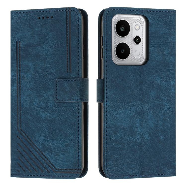 Skin Feel Stripe Pattern Leather Phone Case with Lanyard, For Realme 16T 5G, For Realme P4 Power 5G, For Realme 16 5G, For Realme 16 Pro+ 5G, For Realme 16 Pro 5G, For Realme C85 5G / 15x 5G India, For Realme C85 Pro 4G, For Realme 15T 5G