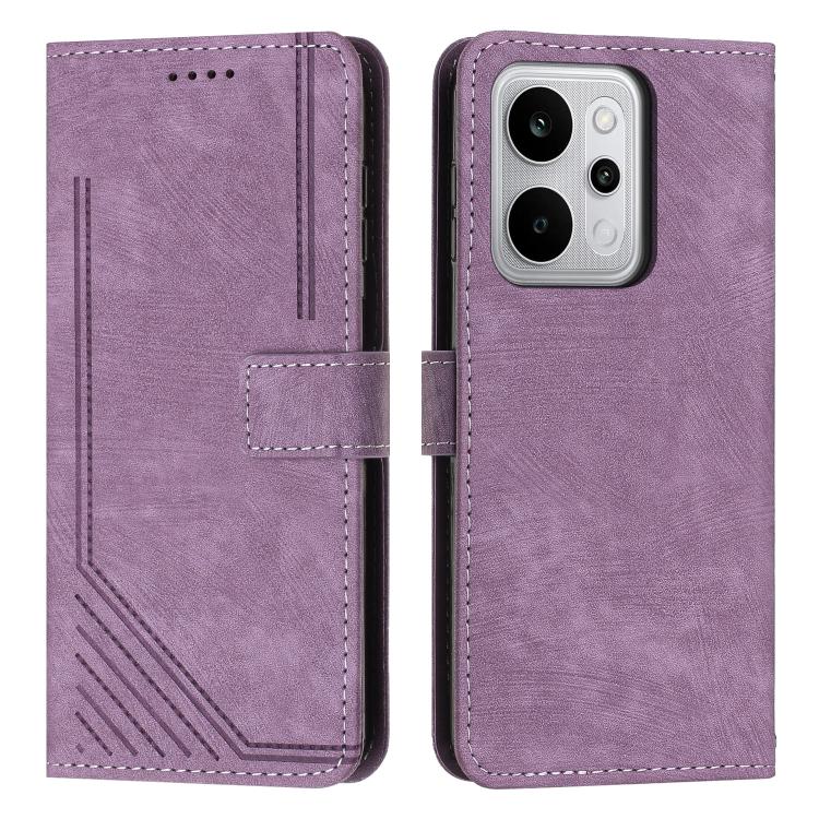 Skin Feel Stripe Pattern Leather Phone Case with Lanyard, For Realme 16T 5G, For Realme P4 Power 5G, For Realme 16 5G, For Realme 16 Pro+ 5G, For Realme 16 Pro 5G, For Realme C85 5G / 15x 5G India, For Realme C85 Pro 4G, For Realme 15T 5G