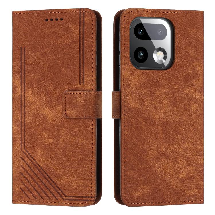 Skin Feel Stripe Pattern Leather Phone Case with Lanyard, For Realme 16T 5G, For Realme P4 Power 5G, For Realme 16 5G, For Realme 16 Pro+ 5G, For Realme 16 Pro 5G, For Realme C85 5G / 15x 5G India, For Realme C85 Pro 4G, For Realme 15T 5G