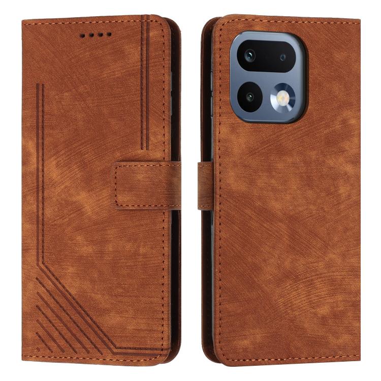 Skin Feel Stripe Pattern Leather Phone Case with Lanyard, For Realme 16T 5G, For Realme P4 Power 5G, For Realme 16 5G, For Realme 16 Pro+ 5G, For Realme 16 Pro 5G, For Realme C85 5G / 15x 5G India, For Realme C85 Pro 4G, For Realme 15T 5G